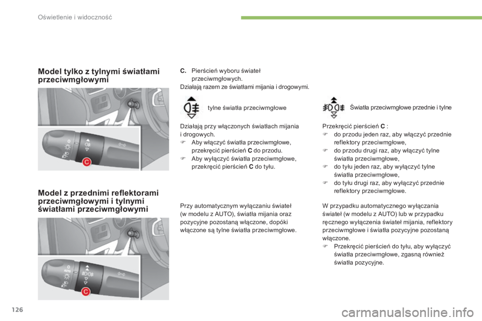 CITROEN C4 2017 Instrukcja obsługi (in Polish) 126
C4-2_pl_Chap04_eclairage-et-visibilite_ed02-2015
C. Pierścień wyboru świateł przeciwmgłowych.
Działają razem ze światłami mijania i
drogowymi.
Działają przy włączonych światłach m CITROEN C4 2017 Instrukcja obsługi (in Polish) 126
C4-2_pl_Chap04_eclairage-et-visibilite_ed02-2015
C. Pierścień wyboru świateł przeciwmgłowych.
Działają razem ze światłami mijania i
drogowymi.
Działają przy włączonych światłach m