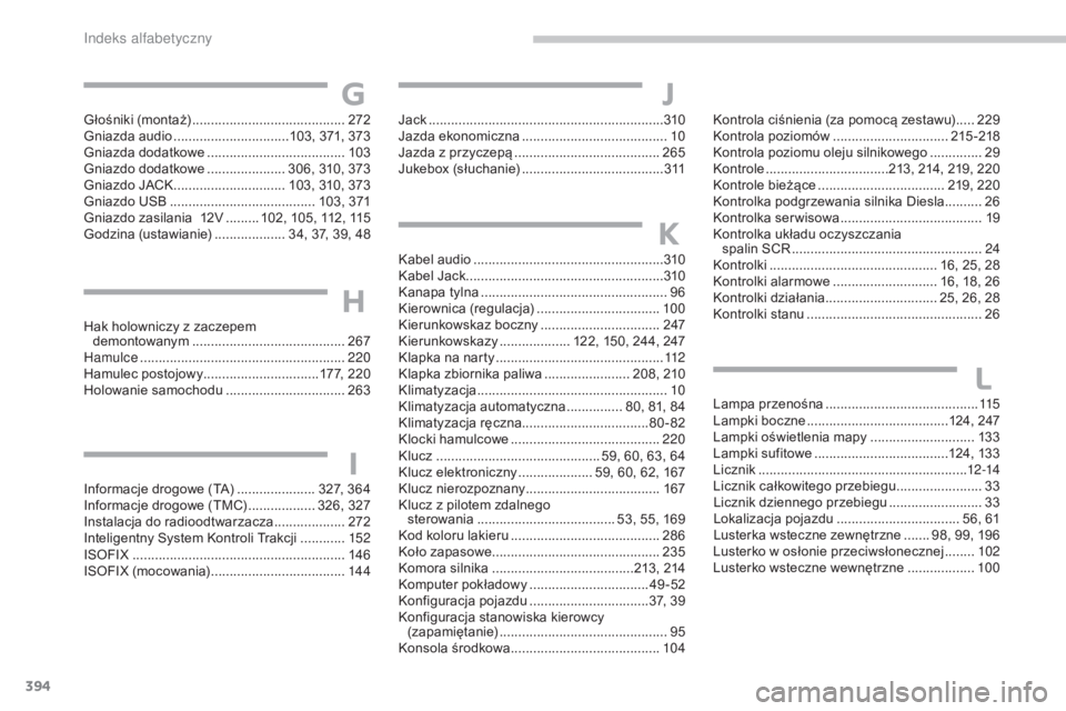 CITROEN C4 2015 Instrukcja obsługi (in Polish) 394
c4-2_pl_ chap14_index-alpha_ed01-2015
c 4-2_pl_ chap14_index-alpha_ed01-2015
kontrola ciśnienia (za pomocą zestawu) .....2 29ko
ntrola poziomów ............................... 21
5 -218
ko
nt CITROEN C4 2015 Instrukcja obsługi (in Polish) 394
c4-2_pl_ chap14_index-alpha_ed01-2015
c 4-2_pl_ chap14_index-alpha_ed01-2015
kontrola ciśnienia (za pomocą zestawu) .....2 29ko
ntrola poziomów ............................... 21
5 -218
ko
nt