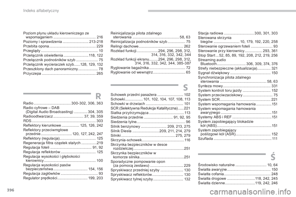 CITROEN C4 2015 Instrukcja obsługi (in Polish) 396
c4-2_pl_ chap14_index-alpha_ed01-2015
c 4-2_pl_ chap14_index-alpha_ed01-2015
schowek przedni pasażera .........................10 2sc
howki ................. 1 01, 102, 104, 107, 108, 113
sc
ho CITROEN C4 2015 Instrukcja obsługi (in Polish) 396
c4-2_pl_ chap14_index-alpha_ed01-2015
c 4-2_pl_ chap14_index-alpha_ed01-2015
schowek przedni pasażera .........................10 2sc
howki ................. 1 01, 102, 104, 107, 108, 113
sc
ho