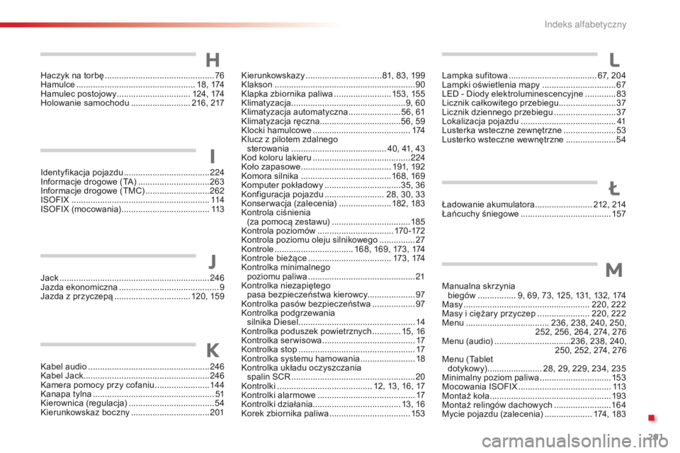 CITROEN C4 CACTUS 2018 Instrukcja obsługi (in Polish) 291
C4-cactus_pl_Chap11_index-alpha_ed01-2016
Identyfikacja pojazdu ....................................224
I nformacje drogowe (TA) .............................. 263
I
nformacje drogowe (TMC)
..... CITROEN C4 CACTUS 2018 Instrukcja obsługi (in Polish) 291
C4-cactus_pl_Chap11_index-alpha_ed01-2016
Identyfikacja pojazdu ....................................224
I nformacje drogowe (TA) .............................. 263
I
nformacje drogowe (TMC)
.....