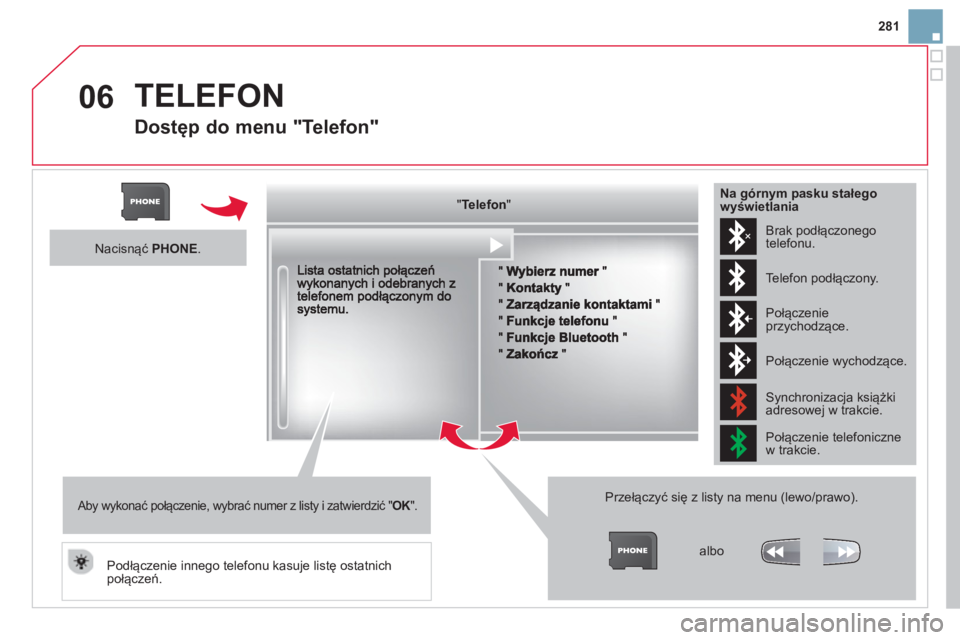 CITROEN DS3 2014  Instrukcja obsługi (in Polish) 281
06  TELEFON
 
 
Dostęp do menu "Telefon" 
"""""""ee oTelefonTelefonTelefonTelefonTelefonTelefonTelefonTelefonTelefonTelefonTelefonTelefonTelefonTelefonTl fTl fTl fTl ff"""""""
 
 
Przełączyć s