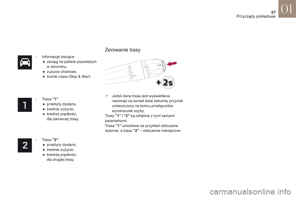 CITROEN DS4 2017 Instrukcja obsługi (in Polish) 57
DS4_pl_Chap01_instruments-de-bord_ed01-2016
- Informacje bieżące:● z asięg na paliwie pozostałym
w
zb
iorniku,
●
z
użycie chwilowe,
●
l
icznik czasu Stop & Start.
-
T
rasa & CITROEN DS4 2017 Instrukcja obsługi (in Polish) 57
DS4_pl_Chap01_instruments-de-bord_ed01-2016
- Informacje bieżące:● z asięg na paliwie pozostałym
w
zb
iorniku,
●
z
użycie chwilowe,
●
l
icznik czasu Stop & Start.
-
T
rasa &