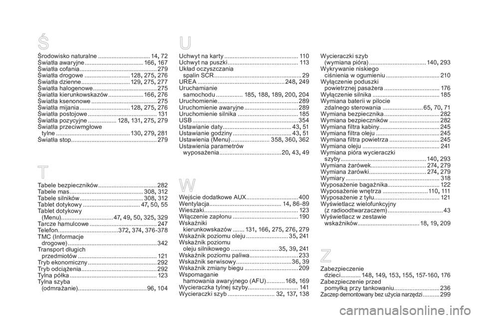 CITROEN DS4 2015  Instrukcja obsługi (in Polish) DS4_pl_Chap13_index-alpha_ed02-2015
Uchwyt na karty ............................................11 0
Uchwyt na puszki  ............................... ...........113
Układ oczyszczania   spalin SCR
 