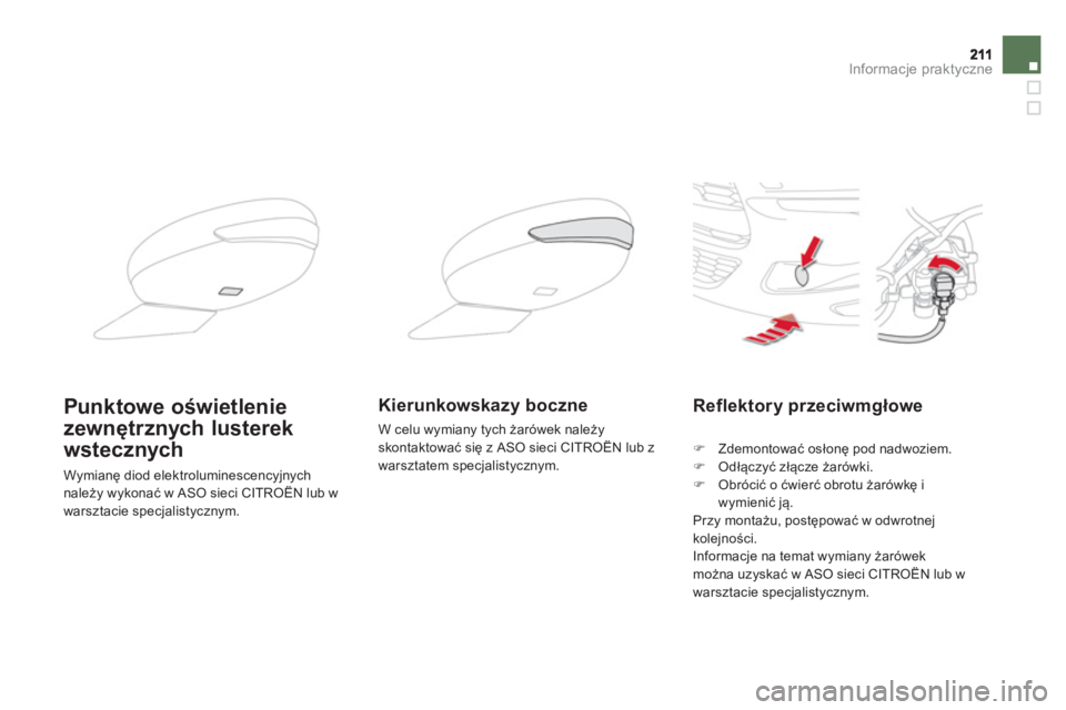 CITROEN DS5 HYBRID 2012  Instrukcja obsługi (in Polish) Informacje praktyczne
   
 
 
 
 
 
Reflektory przeciwmgłowe
�) 
 Zdemontować osłonę pod nadwoziem.�) 
 Odłączyć złącze żarówki. �) 
 Obr