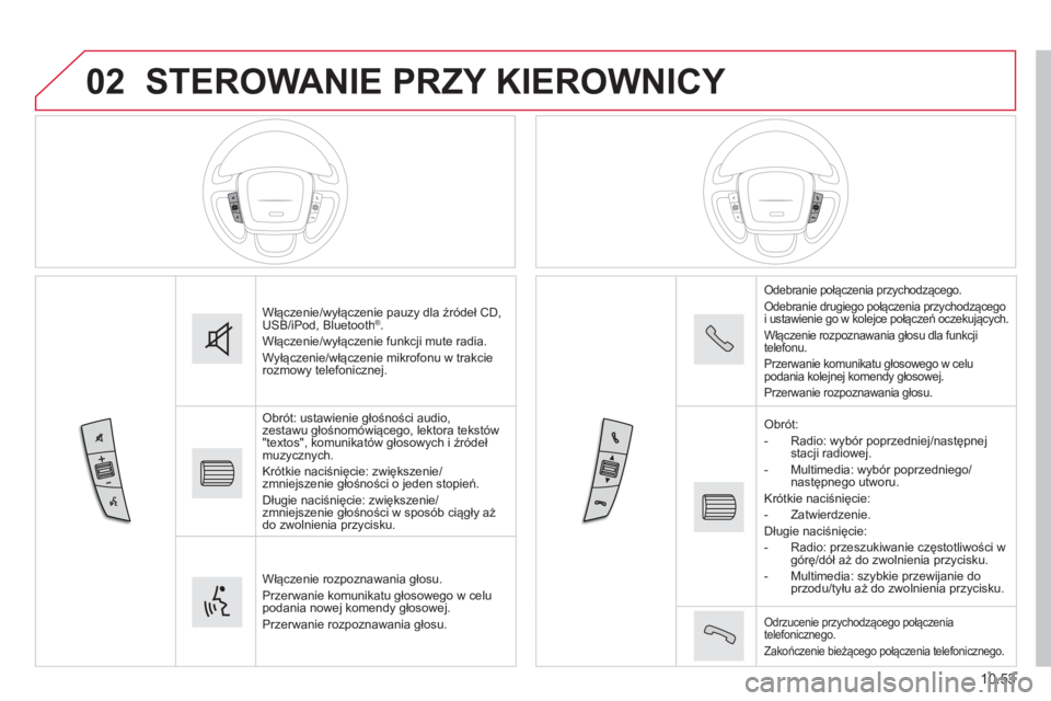 CITROEN JUMPER 2015 Instrukcja obsługi (in Polish) 02
10.53
JUMPER-PAPIER_PL_CHAP10B_AUTORADIO_FIAT-4_ED01-2014
STEROWANIE PRZY KIEROWNICY
Włączenie/wyłączenie pauzy dla źródeł CD, USB/iPod, Bluetooth ® . Włączenie/wyłączenie funkcji CITROEN JUMPER 2015 Instrukcja obsługi (in Polish) 02
10.53
JUMPER-PAPIER_PL_CHAP10B_AUTORADIO_FIAT-4_ED01-2014
STEROWANIE PRZY KIEROWNICY
Włączenie/wyłączenie pauzy dla źródeł CD, USB/iPod, Bluetooth ® . Włączenie/wyłączenie funkcji