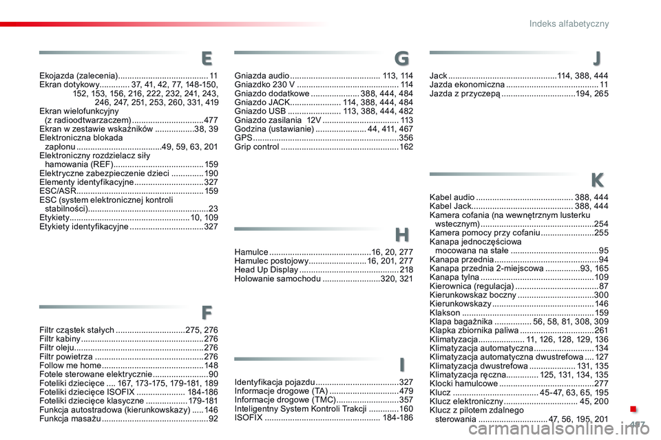 CITROEN JUMPER SPACETOURER 2017  Instrukcja obsługi (in Polish) 497
Spacetourer-VP_pl_Chap11_index-alpha_ed01-2016
Ekojazda (zalecenia) .......................................11
E kran dotykowy  ............. 3 7, 41, 42, 77, 148 -150, 
152, 153, 156, 216, 222, 23