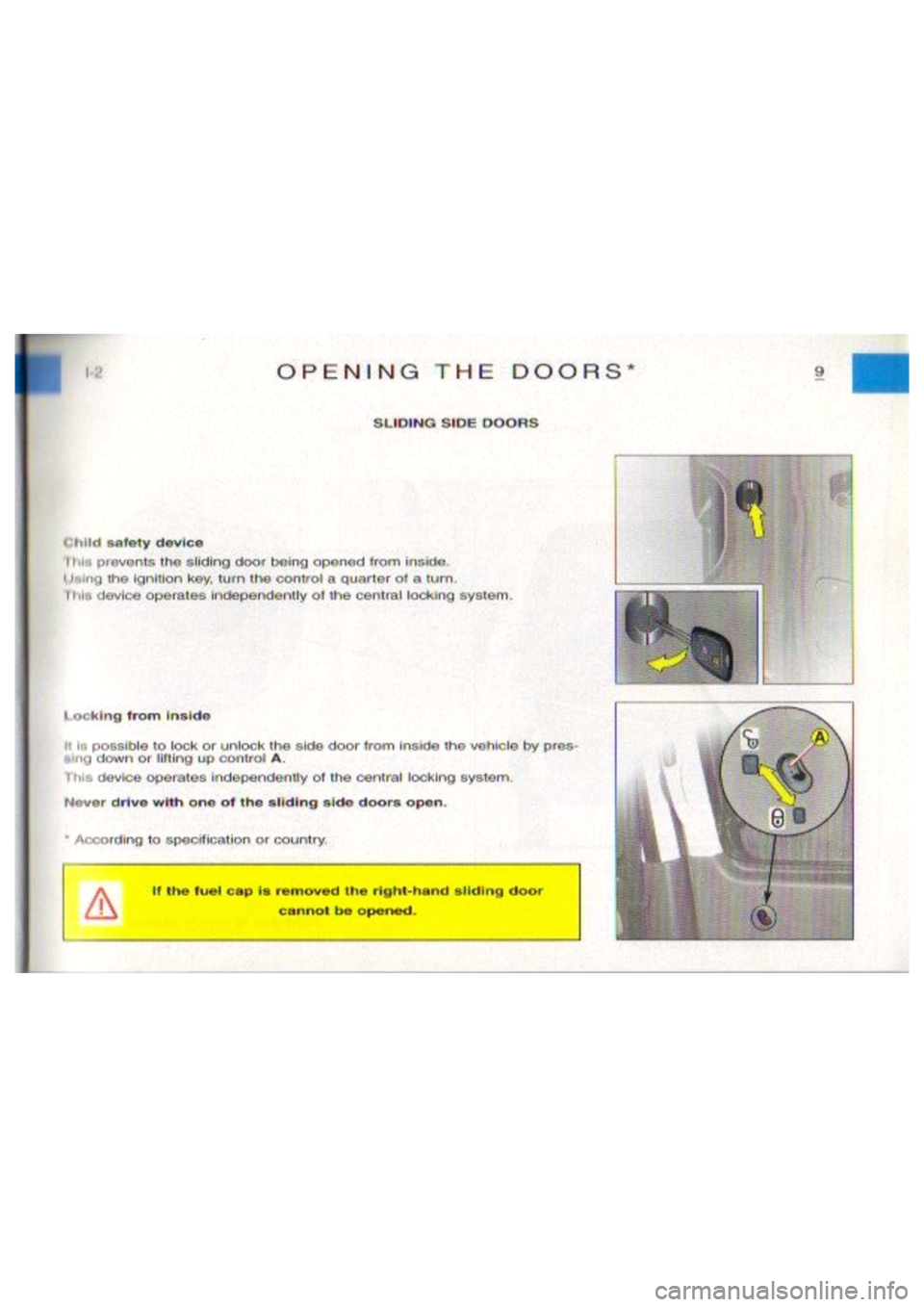 CITROEN BERLINGO VAN 1999 User Guide 