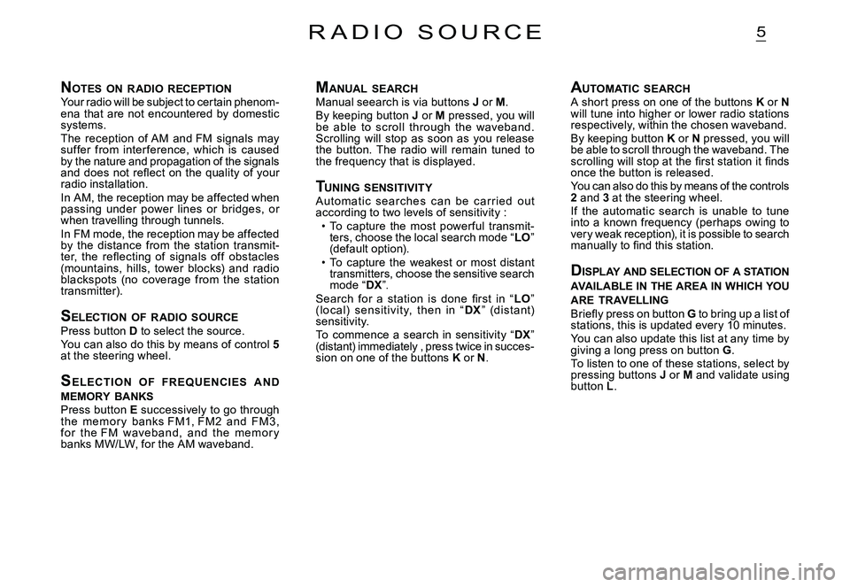 CITROEN C2 2009  Owners Manual 5
NOTES  ON  RADIO  RECEPTIONYour radio will be subject to certain phenom-ena  that  are  not  encountered  by  domestic systems.The  reception  of AM  and FM  signals  may suf fer  from  inter ferenc