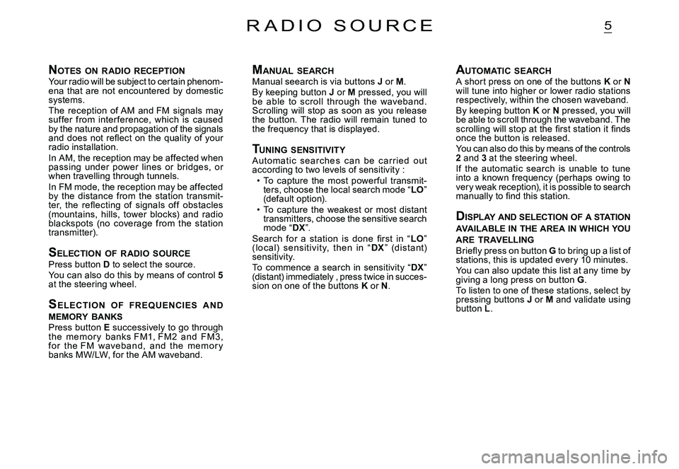 CITROEN C2 2003 Owners Guide 5
NOTES ON RADIO RECEPTIONYour radio will be subject to certain phenom-ena that are not encountered by domestic systems.The reception of AM and FM signals may suf fer from inter ferenc CITROEN C2 2003 Owners Guide 5
NOTES ON RADIO RECEPTIONYour radio will be subject to certain phenom-ena that are not encountered by domestic systems.The reception of AM and FM signals may suf fer from inter ferenc