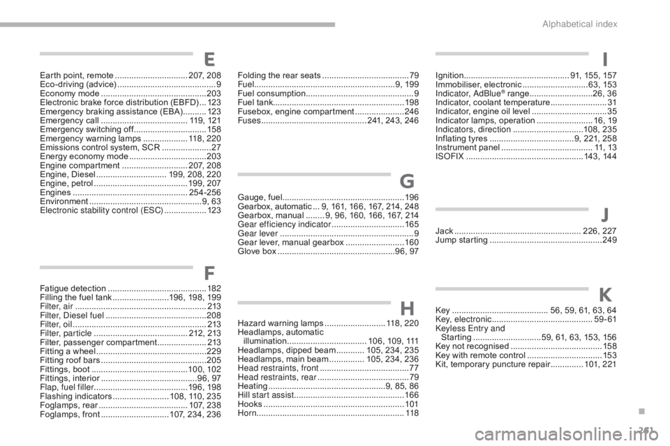 CITROEN C3 2022  Owners Manual 261
B618_en_Chap11_index-alpha_ed01-2016
Earth point, remote ............................... 207, 208
Eco-driving (advice) .......................................... 9
E
conomy mode  
................