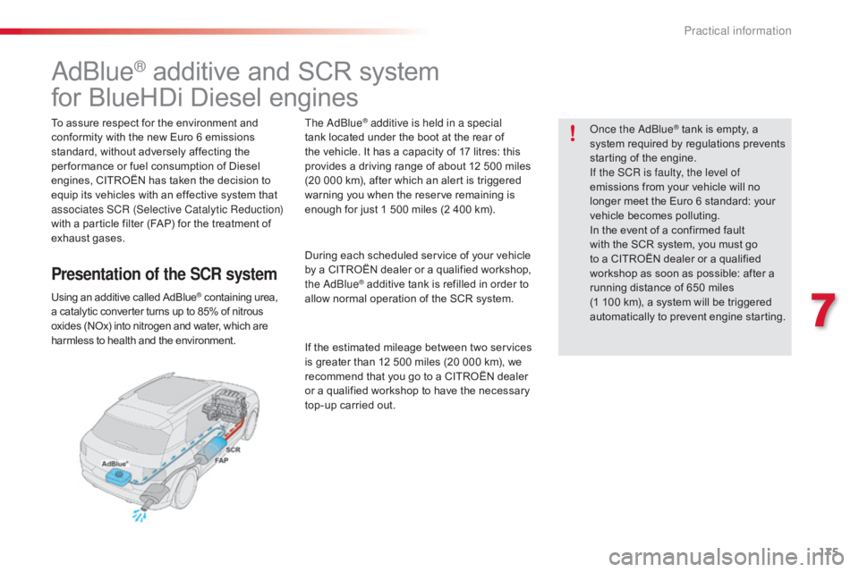 CITROEN C4 2019 Owners Manual 175
C4-cactus_en_Chap07_info-pratiques_ed01-2016
AdBlue® additive and SCR system
f
or
Â
BlueHDi  Diesel  engines
To assure respect for the environment and c
onformity  with  the  CITROEN C4 2019 Owners Manual 175
C4-cactus_en_Chap07_info-pratiques_ed01-2016
AdBlue® additive and SCR system
f
or
Â
BlueHDi  Diesel  engines
To assure respect for the environment and c
onformity  with  the Â