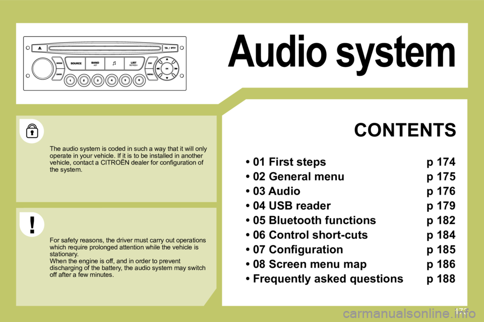 CITROEN C4 2007  Owners Manual 173
Audio system
   CONTENTS 
  