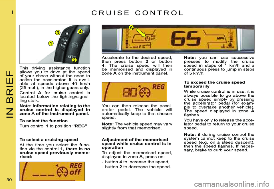 CITROEN C4 2006 Owners Manual �1
�3�4�A
�2
�I�N� �B�R�I�E�F
�I
�3�0� �T�h�i�s�  �d�r�i�v�i�n�g�  �a�s�s�i�s�t�a�n�c�e�  �f�u�n�c�t�i�o�n�  
�a�l�l�o�w�s�  �y�o�u�  �t�o�  �d�r�i�v�e�  �a�t�  �t�h�e�  �s�p�e�e�d� 
�o�f�  �y�o�u�r� 