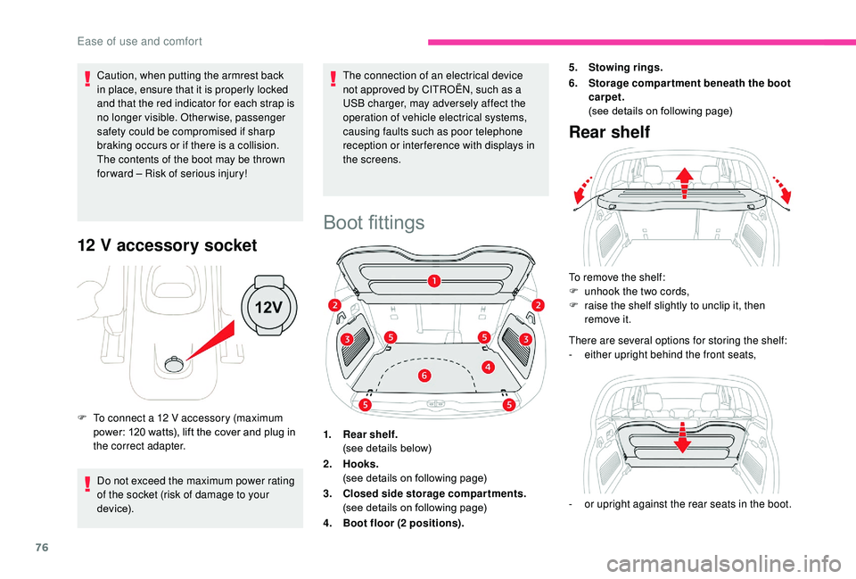 CITROEN C3 AIRCROSS 2017 Manual PDF 76
Caution, when putting the armrest back
in place, ensure that it is properly locked
and that the red indicator for each strap is
no longer visible. Otherwise, passenger
safety could be compromis CITROEN C3 AIRCROSS 2017 Manual PDF 76
Caution, when putting the armrest back
in place, ensure that it is properly locked
and that the red indicator for each strap is
no longer visible. Otherwise, passenger
safety could be compromis