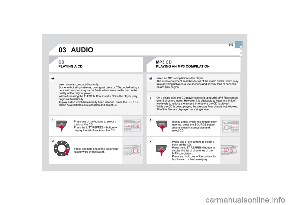 CITROEN DS3 2019  Owners Manual ��
1122
1122
���
Insert circular compact discs only. �6�R�P�H��D�Q�W�L��S�L�U�D�W�L�Q�J��V�\�V�W�H�P�V���R�Q��R�U�L�J�L�Q�D�O��G�L�V�F�V��R�U��&��V��F�R�S�L�H�G��X�V�L�Q�J��D��S�H�U