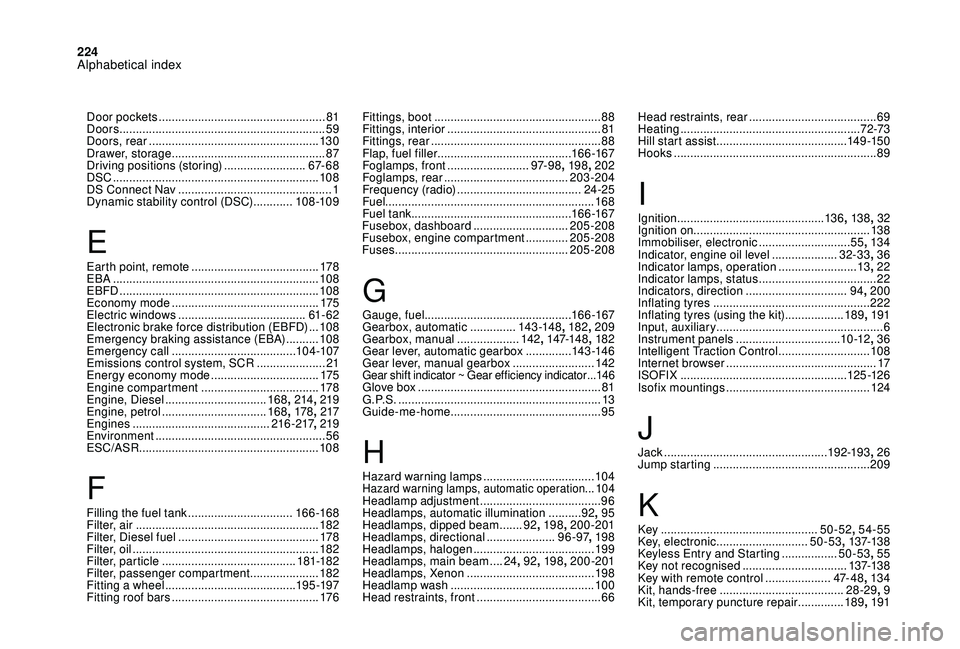 CITROEN DS4 2023  Owners Manual 224
Head restraints, rear .......................................69
H eating ....................................................... 7
2-73
Hill start assist
  ........................................