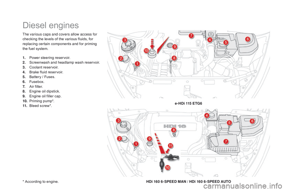 CITROEN DS5 2018  Owners Manual DS5_en_Chap09_verifications_ed01-2015
The various caps and covers allow access for 
checking the levels of the various fluids, for 
replacing certain components and for priming 
the fuel system.
* Acc