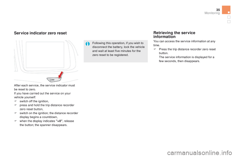 CITROEN DS5 2018  Owners Manual 35
DS5_en_Chap01_controle-de-marche_ed01-2015
Following this operation, if you wish to 
disconnect the battery, lock the vehicle 
and wait at least five minutes for the 
zero reset to be registered.
S