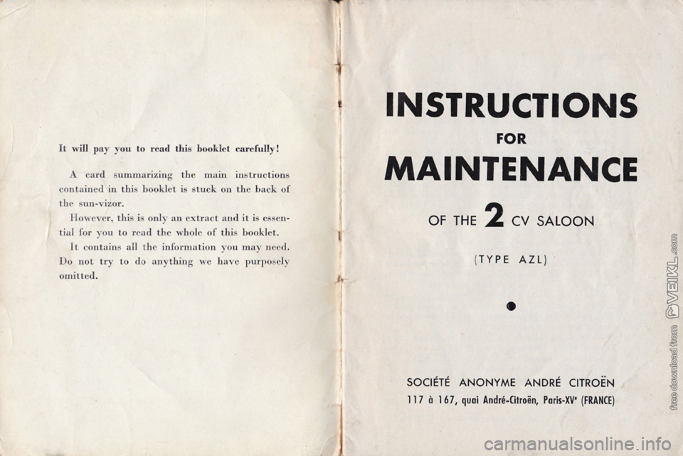 CITROEN 2CV 1959  Owners Manual 