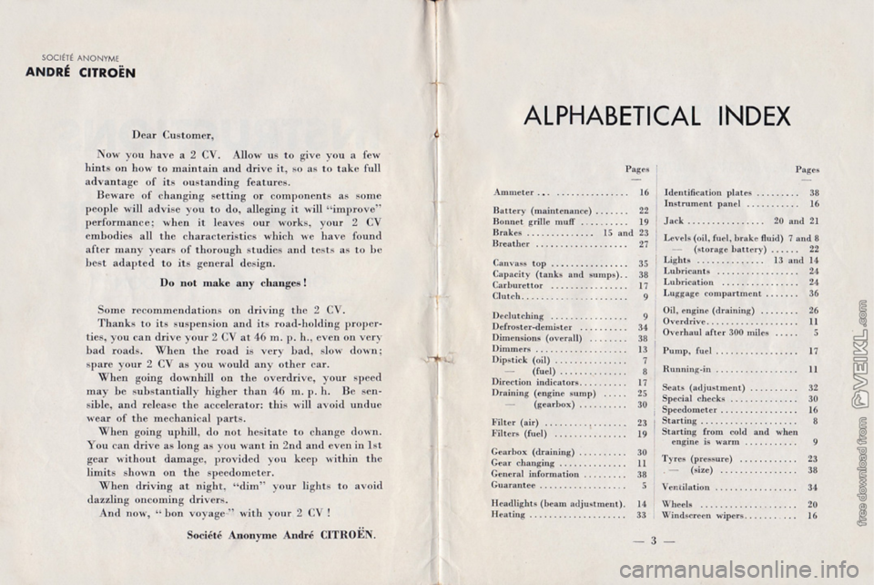 CITROEN 2CV 1959  Owners Manual 