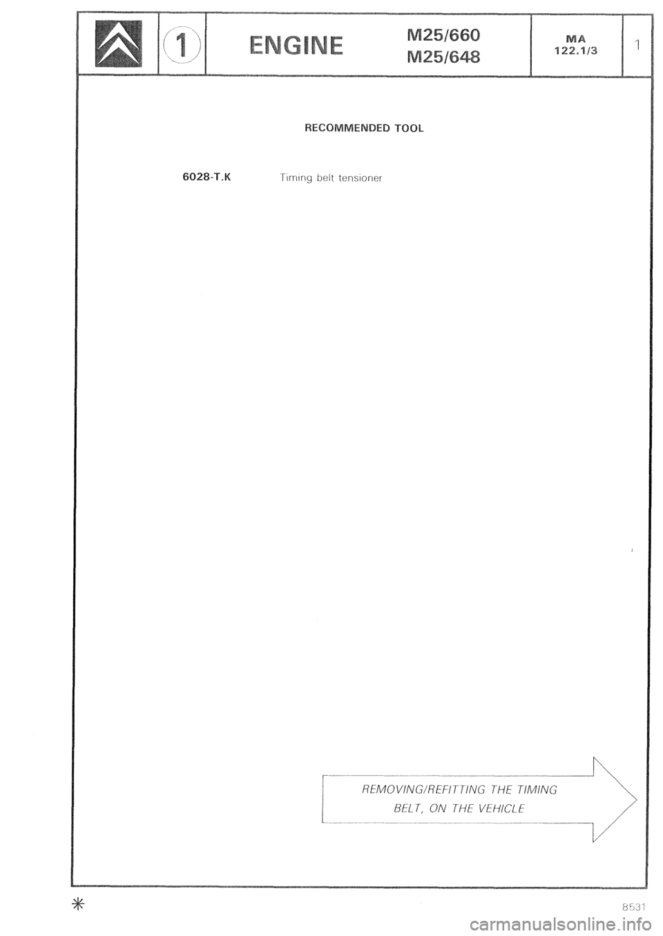 CITROEN CX 1988  Service Manual eIimlny belt tensioner  6028-T.K  