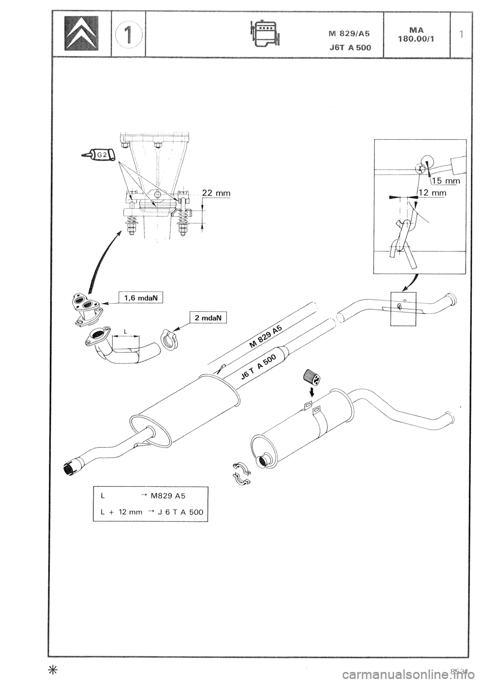 CITROEN CX 1988 Service Manual m
-
2 mdaN /
L
+ M829 A5
l------ L+ 12mm *J6TA500, CITROEN CX 1988 Service Manual m
-
2 mdaN /
L
+ M829 A5
l------ L+ 12mm *J6TA500,