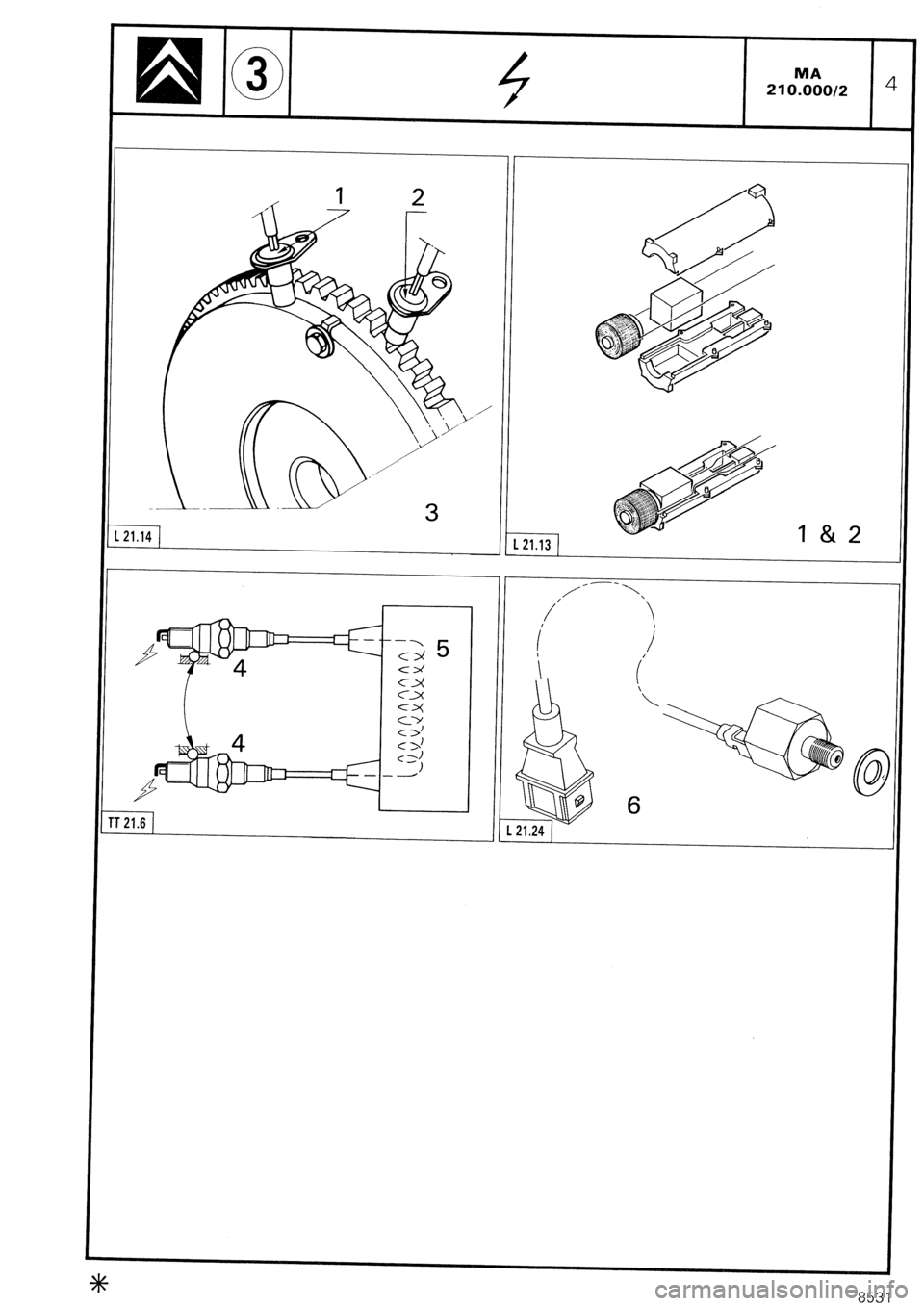 CITROEN CX 1988  Service Manual / 
I  21.14 1 
121.13 
1 l&2 
6  