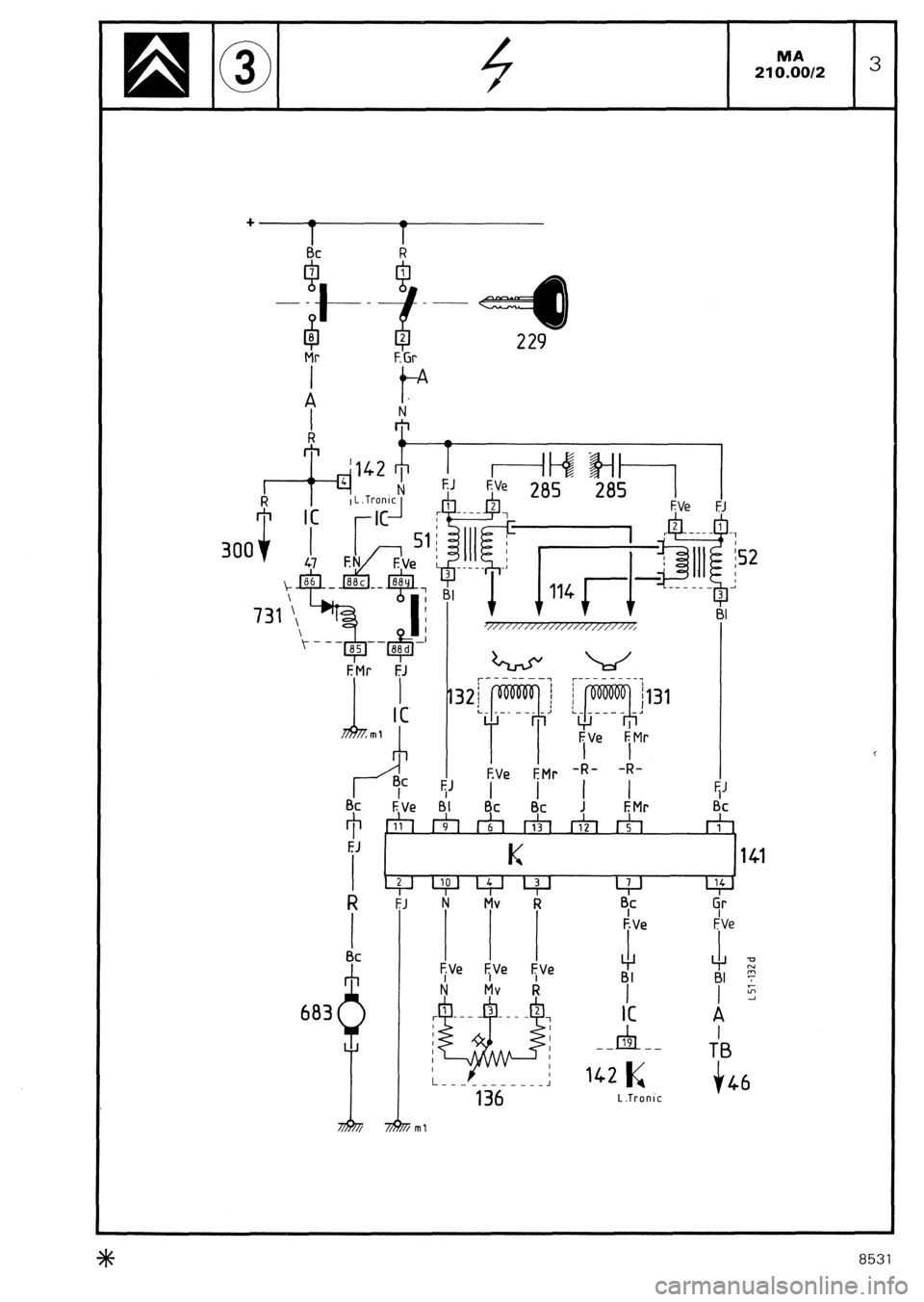 CITROEN CX 1988  Service Manual +! Bc R 
229 Mr F. Gr 
I 
4 
A tl 
T, 
0 
A 
1 
I ‘v+2 ‘II I, 
“1L.T, *onic F&---+-@ @+----l 285 285 I 
IC 1 2 We ! F. 
3"" 1 
"" 1 I r 
K-J b : - --- 1 
- 
2 1 
-5 c __-- 
f?l FM/ gve 
li % 
II