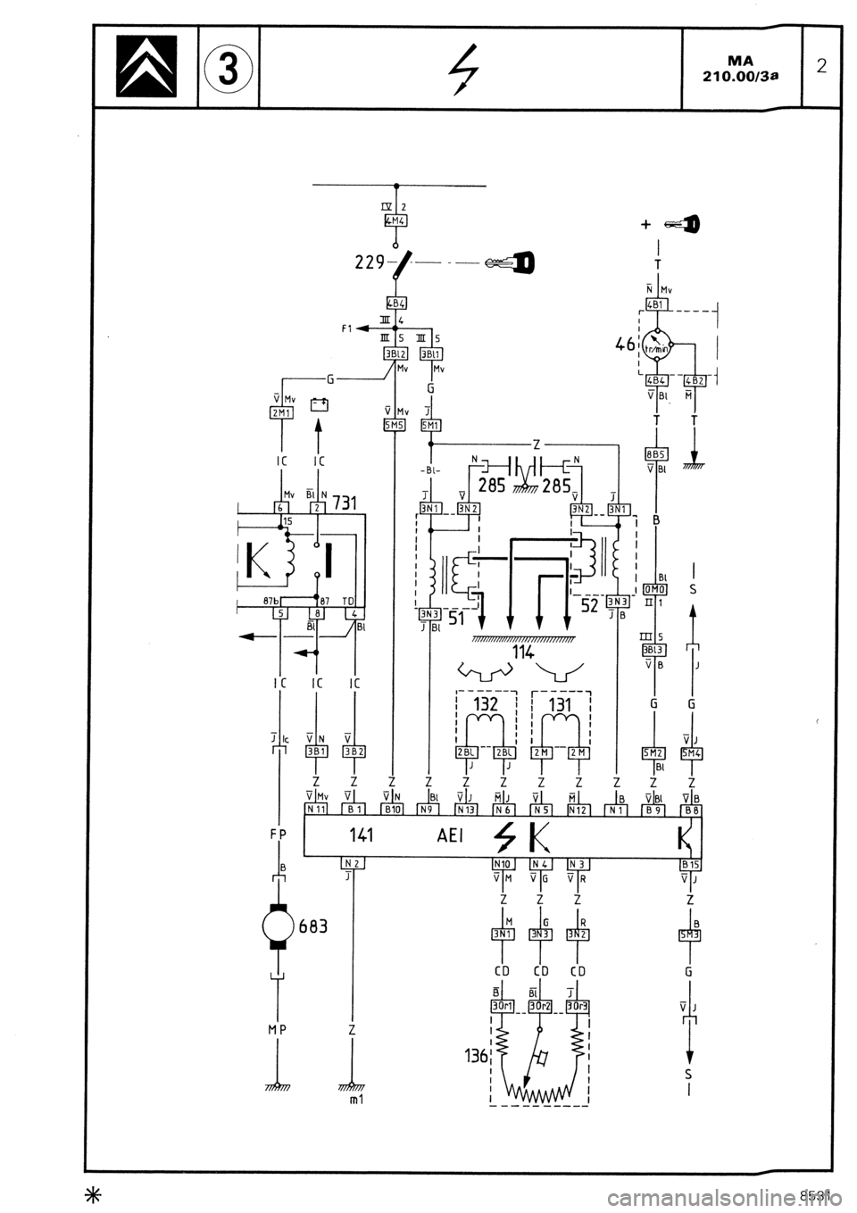 CITROEN CX 1988  Service Manual MA 
210.00/3a 2 
T 
mc 
+I+ 8531  