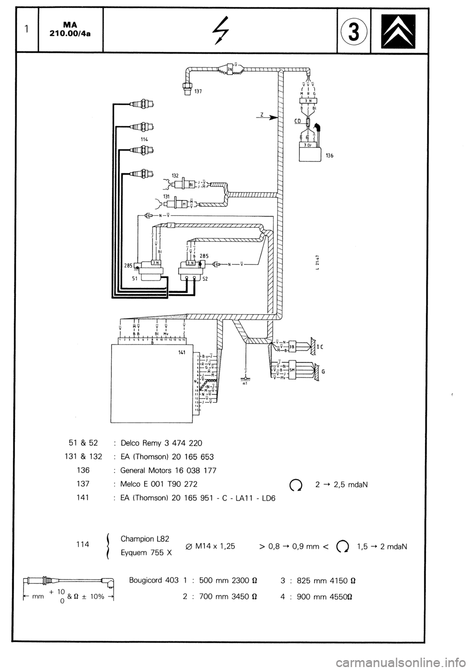 CITROEN CX 1988 Service Manual 1 rnA 210.00/4a
#
@Eia
137
~ 2
I 141 136
51 &52 : Delco Remy 3 474 220
131 & 132 : EA (Thomson) 20 165 653
136 : General Motors 16 038 177
137 : Melco E 001 T90 272 0 2-1
141 : E!A (Thomson) CITROEN CX 1988 Service Manual 1 rnA 210.00/4a
#
@Eia
137
~ 2
I 141 136
51 &52 : Delco Remy 3 474 220
131 & 132 : EA (Thomson) 20 165 653
136 : General Motors 16 038 177
137 : Melco E 001 T90 272 0 2-1
141 : E!A (Thomson)