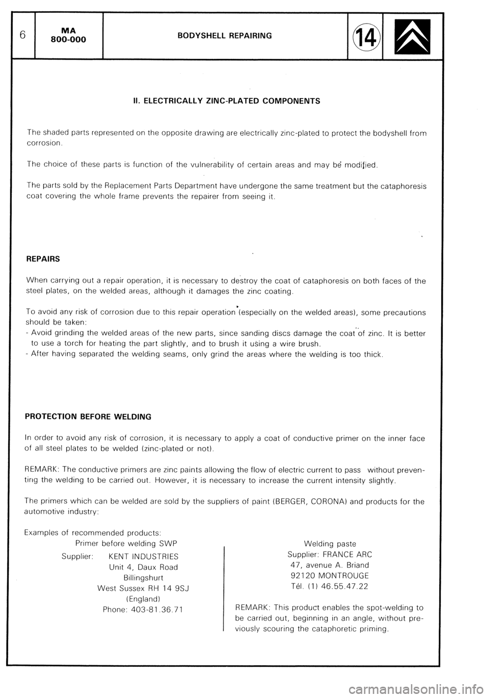 CITROEN CX 1988 Service Manual CITROEN CX 1988 Service Manual