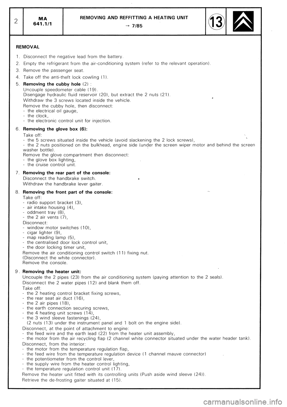 CITROEN CX 1988 Service Manual CITROEN CX 1988 Service Manual